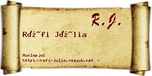 Réfi Júlia névjegykártya